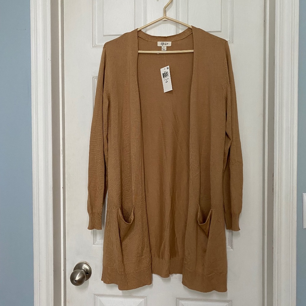 Soft Warm Brown Long Cardigan with Pockets